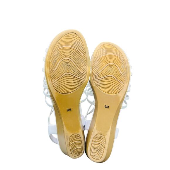 🤍 Ruffle Strappy Slingback Sandal Size 9M Woven Summer Casual Minimal Flat Shoe - Picture 4 of 7